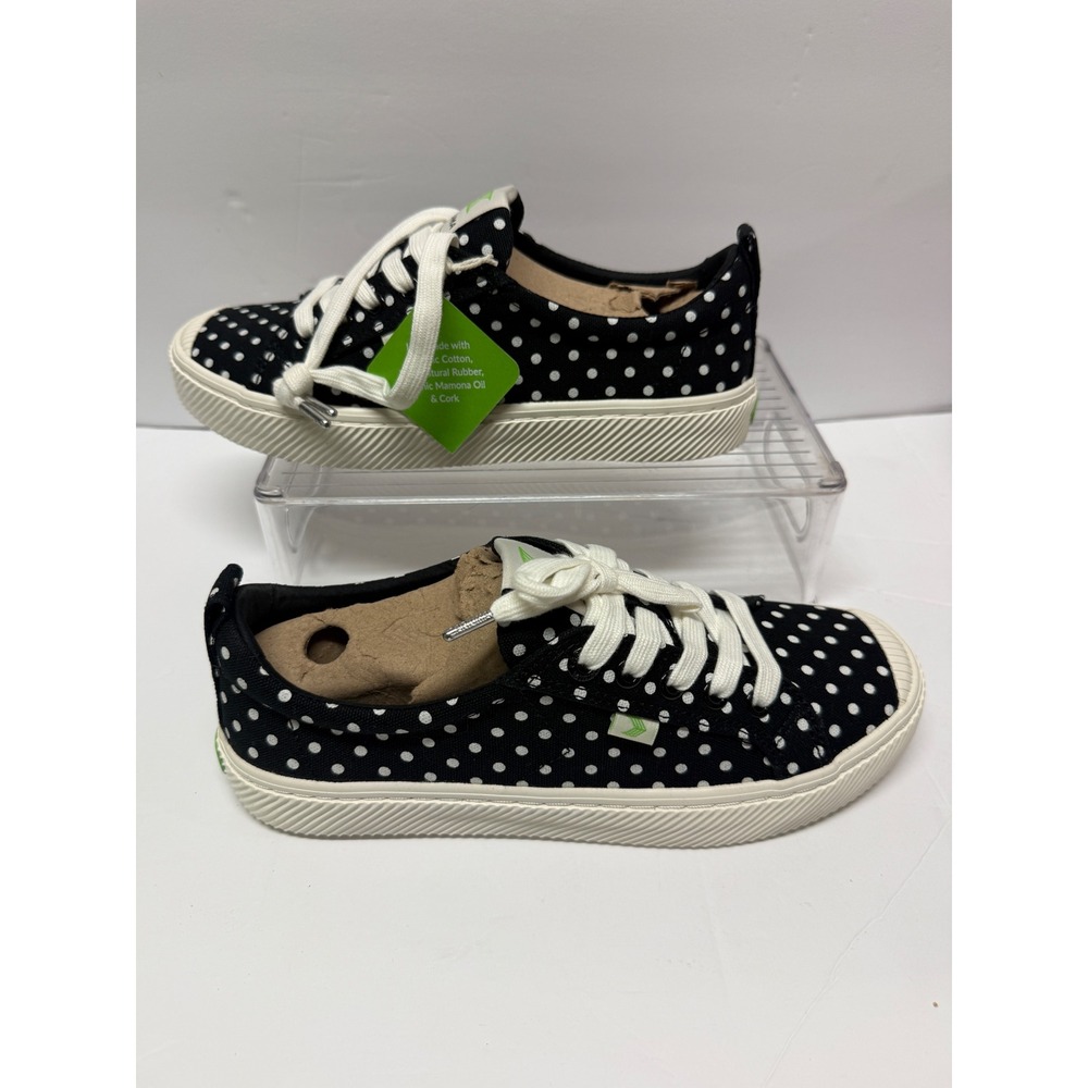 Cariuma OCA Low Polka Dot Black White Canvas Sneakers Women 8